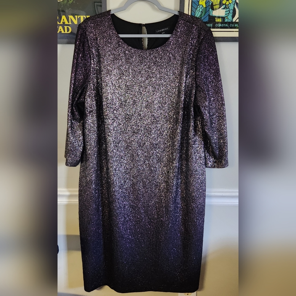 Lane Bryant Purple Glitter Midi Dress